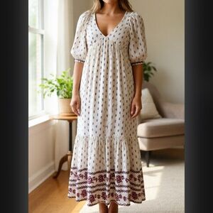 MASSCOB Floral Cream Maxi Dress small